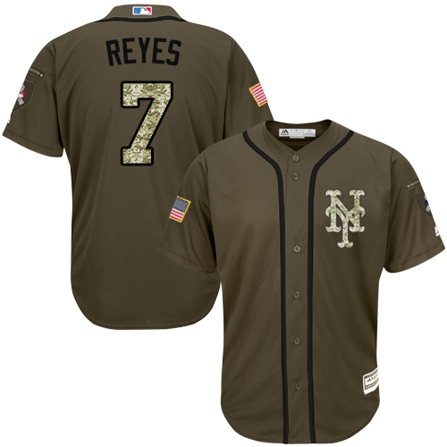 Mets #7 Jose Reyes Green Salute to Service Stitched MLB Jersey - Click Image to Close